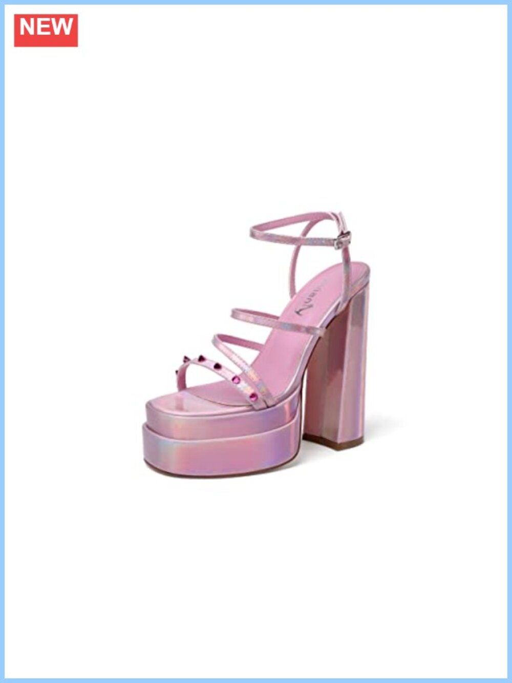 Spikes Ankle Strap Platform Heels Block High Heels Sandals Women
